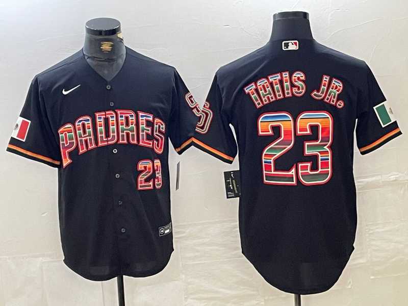 Men%27s San Diego Padres #23 Fernando Tatis Jr Black Rainbow Mexico Cool Base Stitched Jersey
